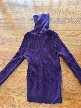 Zara Deep Purple Ribbed Turtleneck Sweater